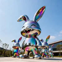 Laughing Rabbit Art Sculpture