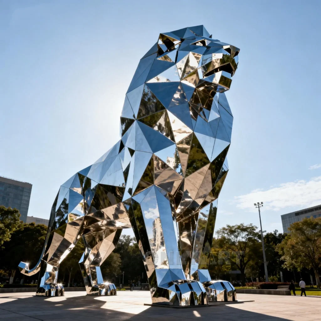 Lawn Decorative Standing Lion Statue