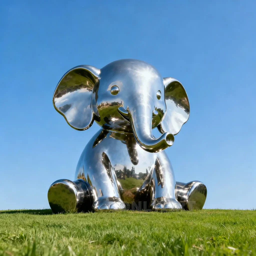 Metal Art Sitting Elephant Statue
