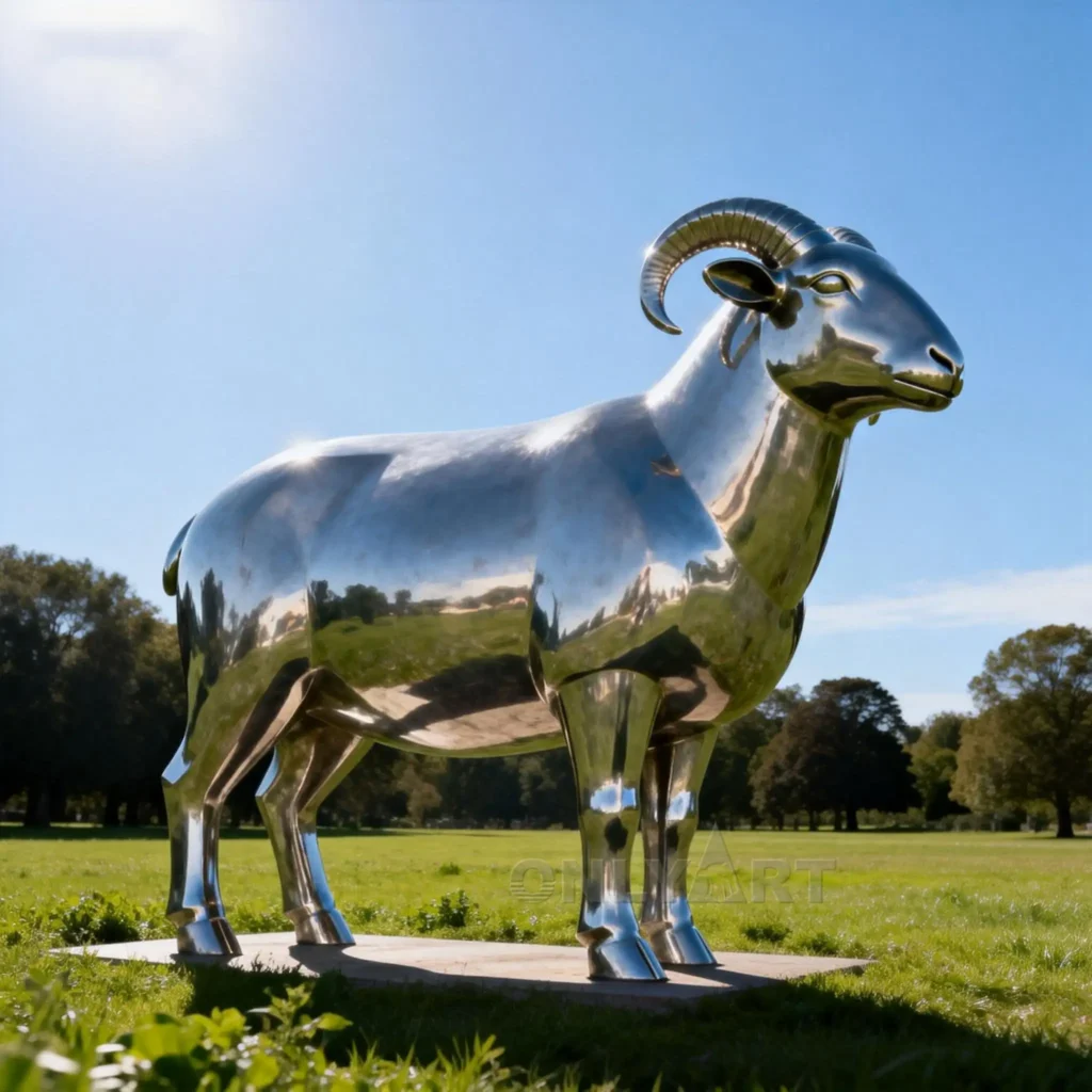 Metal Big Horn Sheep Statue