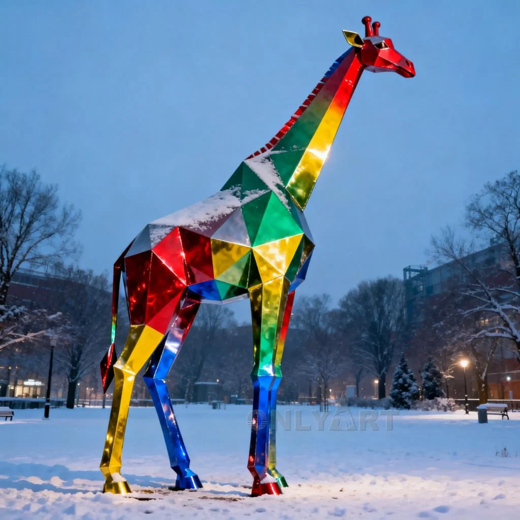 Metal Colorful Giraffe Statue For Yard