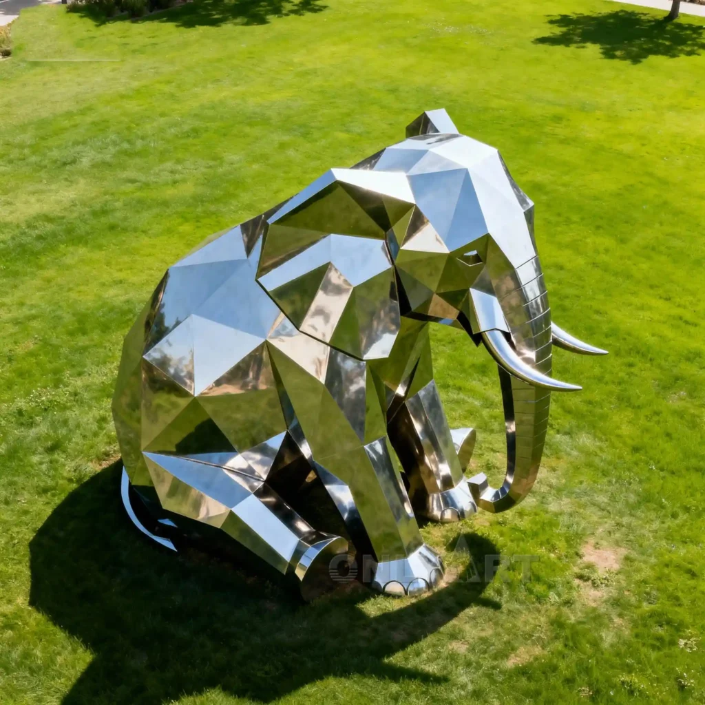 Metal Elephant Garden Sculpture