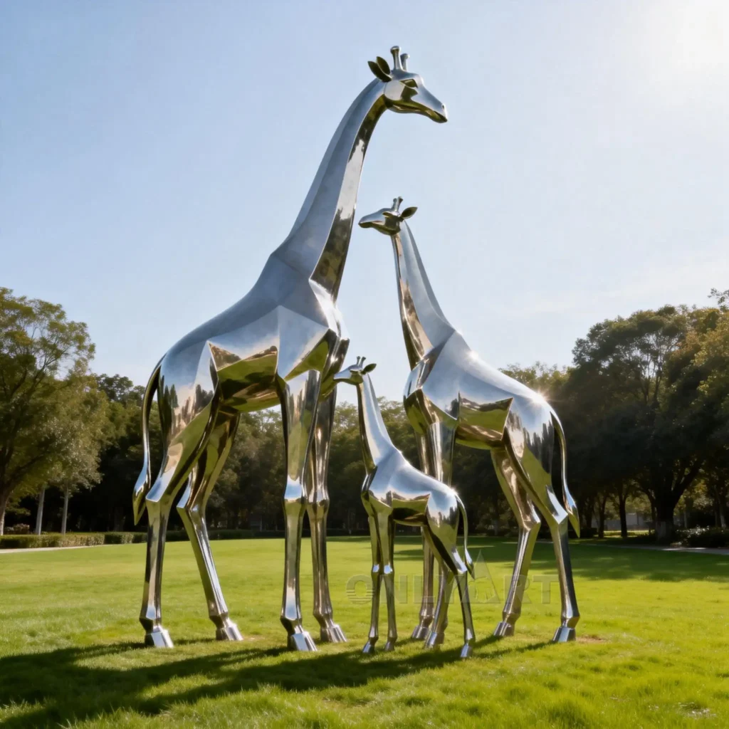 Metal Giraffe Garden Sculpture For Sale