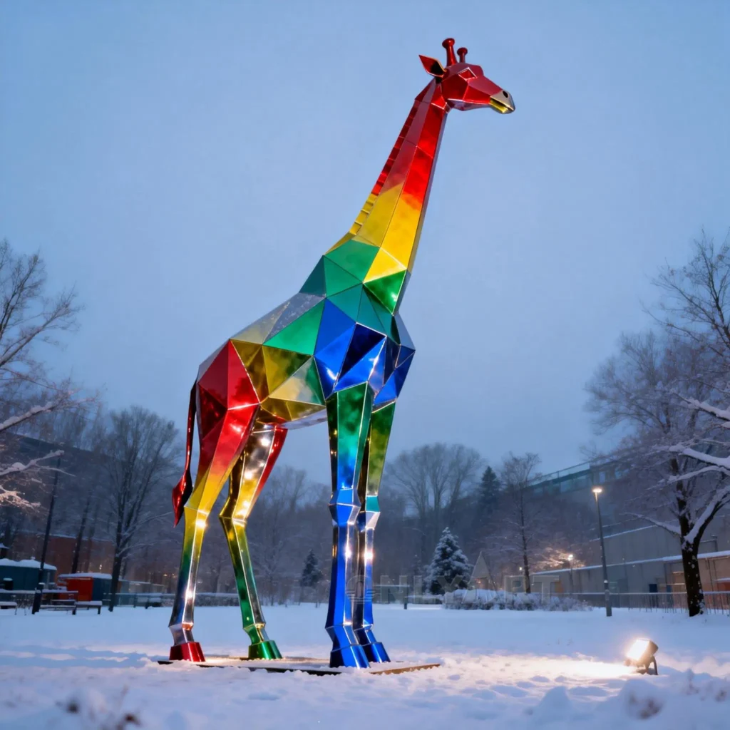 Metal Giraffe Garden Statue Ornament