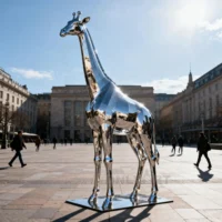 Metal Giraffe Sculpture Decor