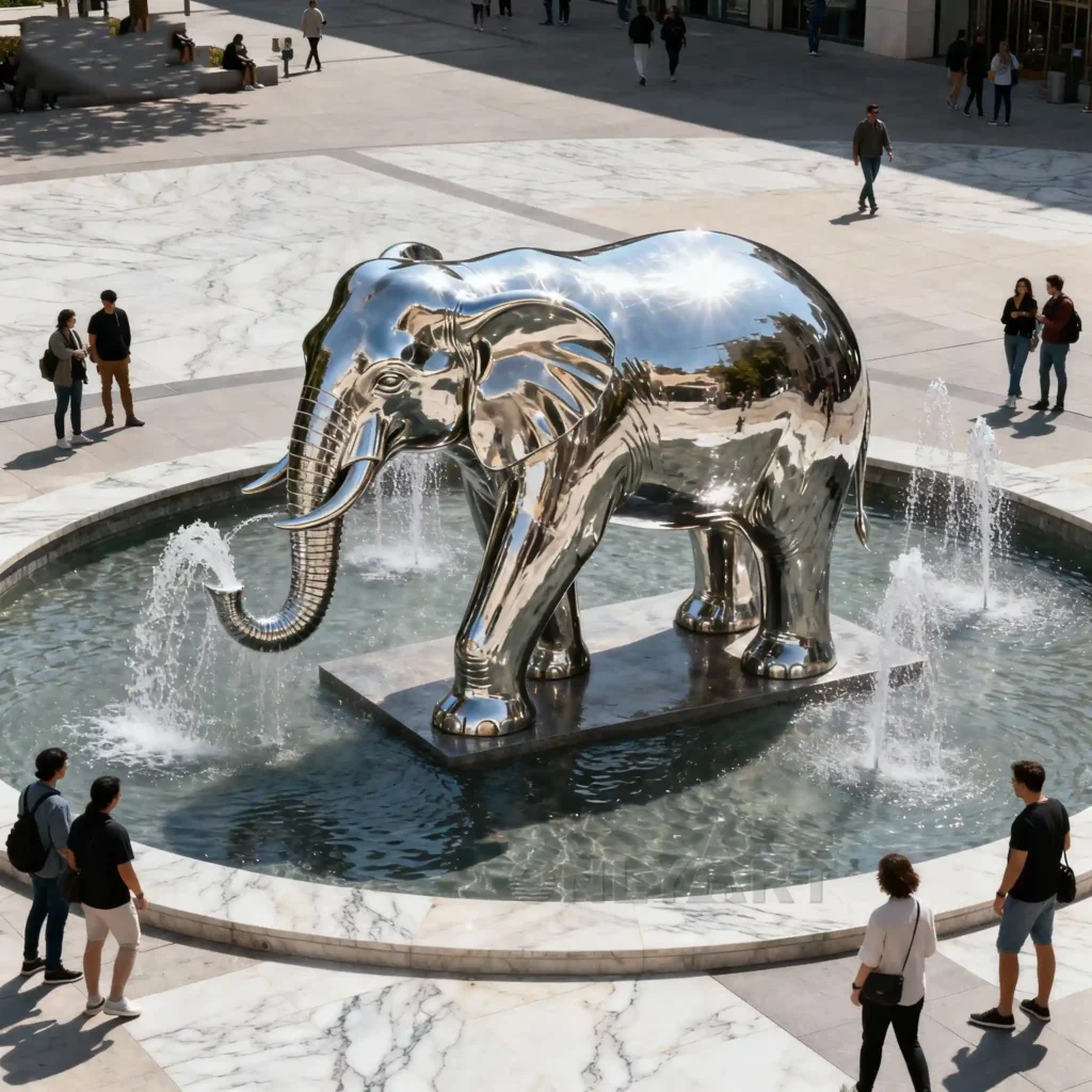 Metal Large Elephant Water Feature Fountain