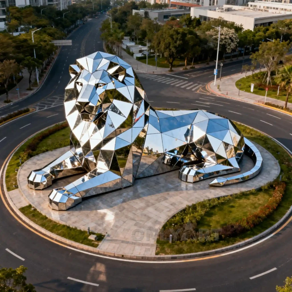 Metal Large Lying Lion Statue