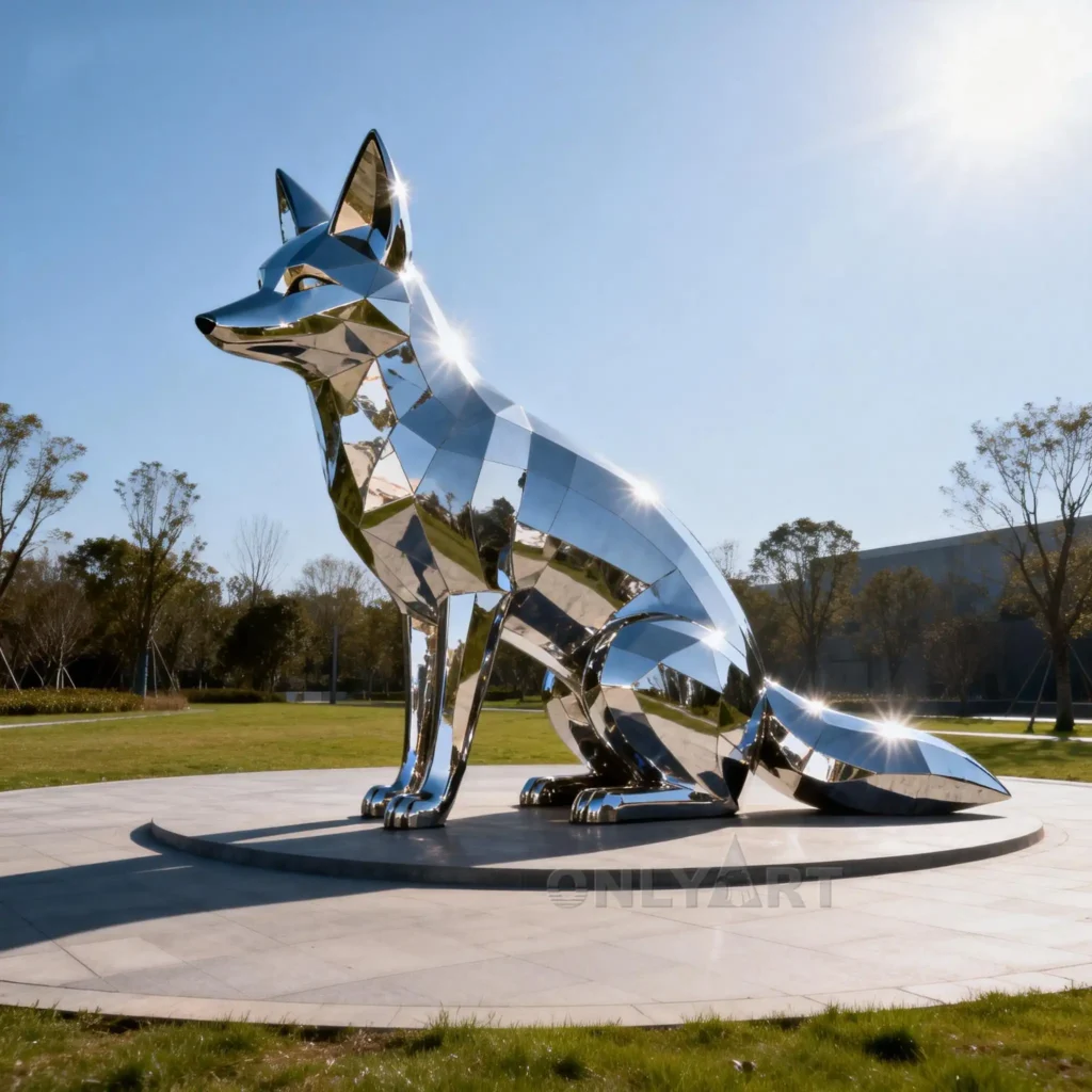 Metal Life Size Fox Statue