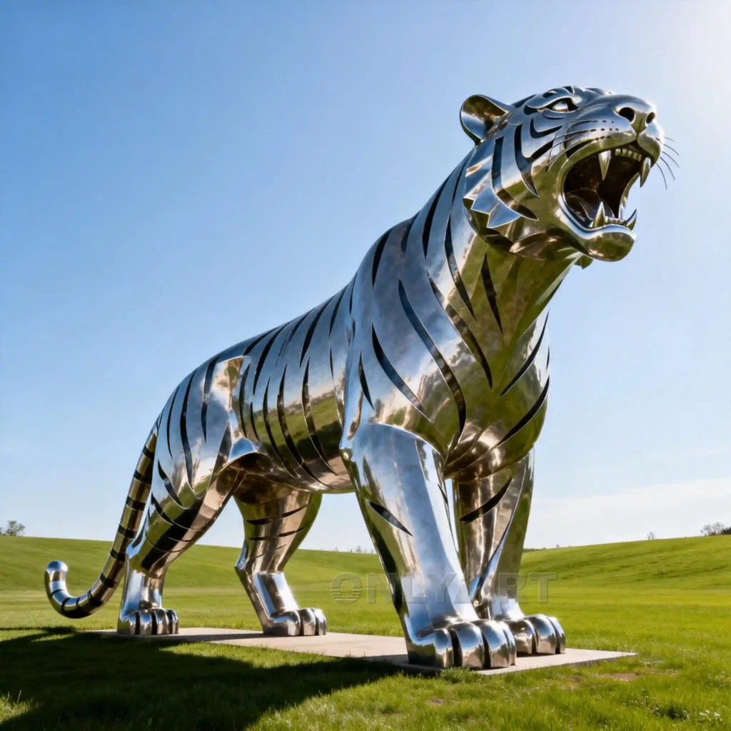 Metal Roaring Tiger Sculpture