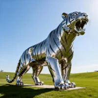 Metal Roaring Tiger Sculpture