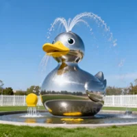 Metal Rubber Duck Water Feature