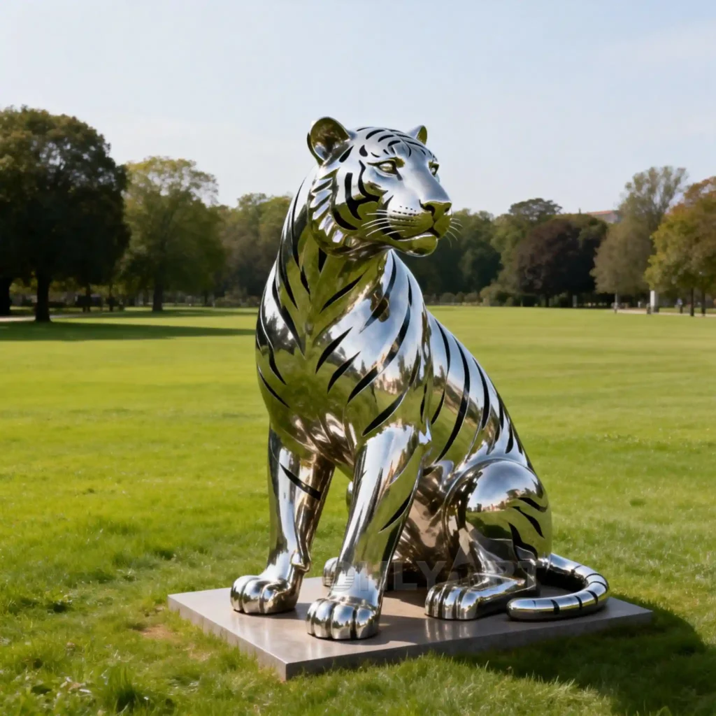 Metal Sitting Tiger Statue