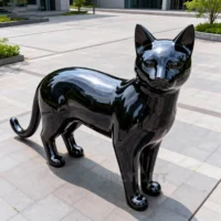 Outdoor Garden Black Cat Statue