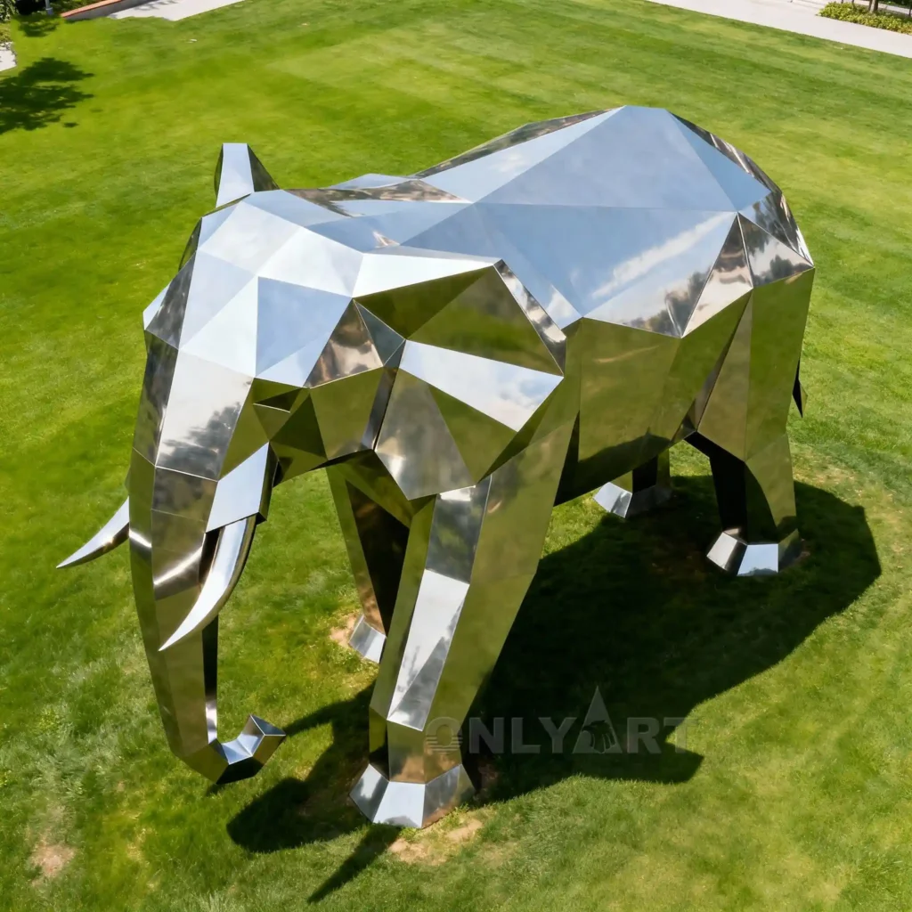 Outdoor Garden Geometric Elephant Sculpture