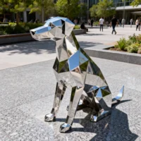 Outdoor Geometric Metal Decorative Dog Statue