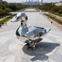 Outdoor Geometric Metal Duck Statue