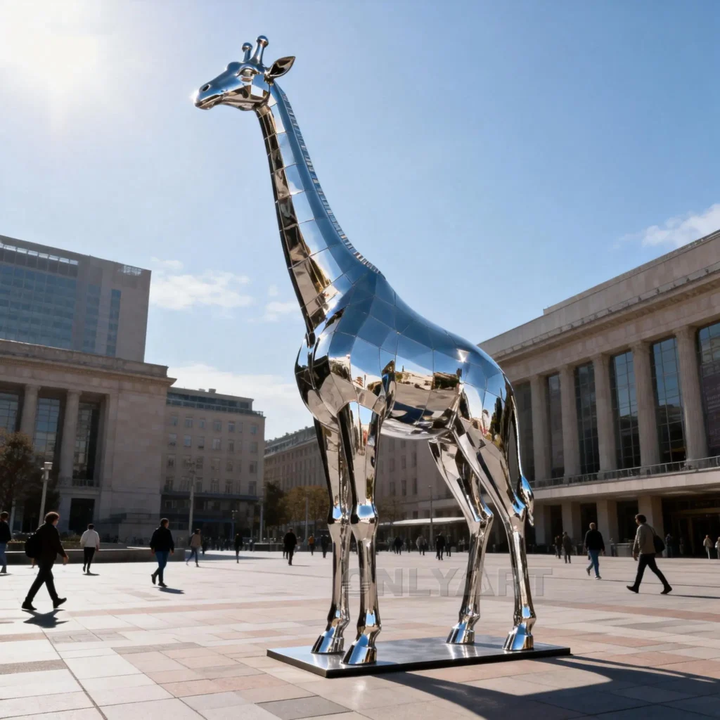 Outdoor Giraffe Statue Mirror Polishing