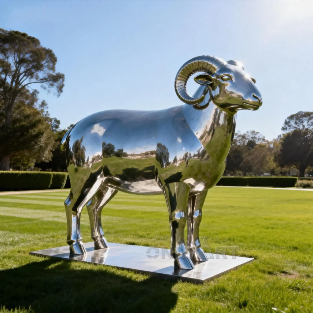 Outdoor Metal Bighorn Sheep Statue