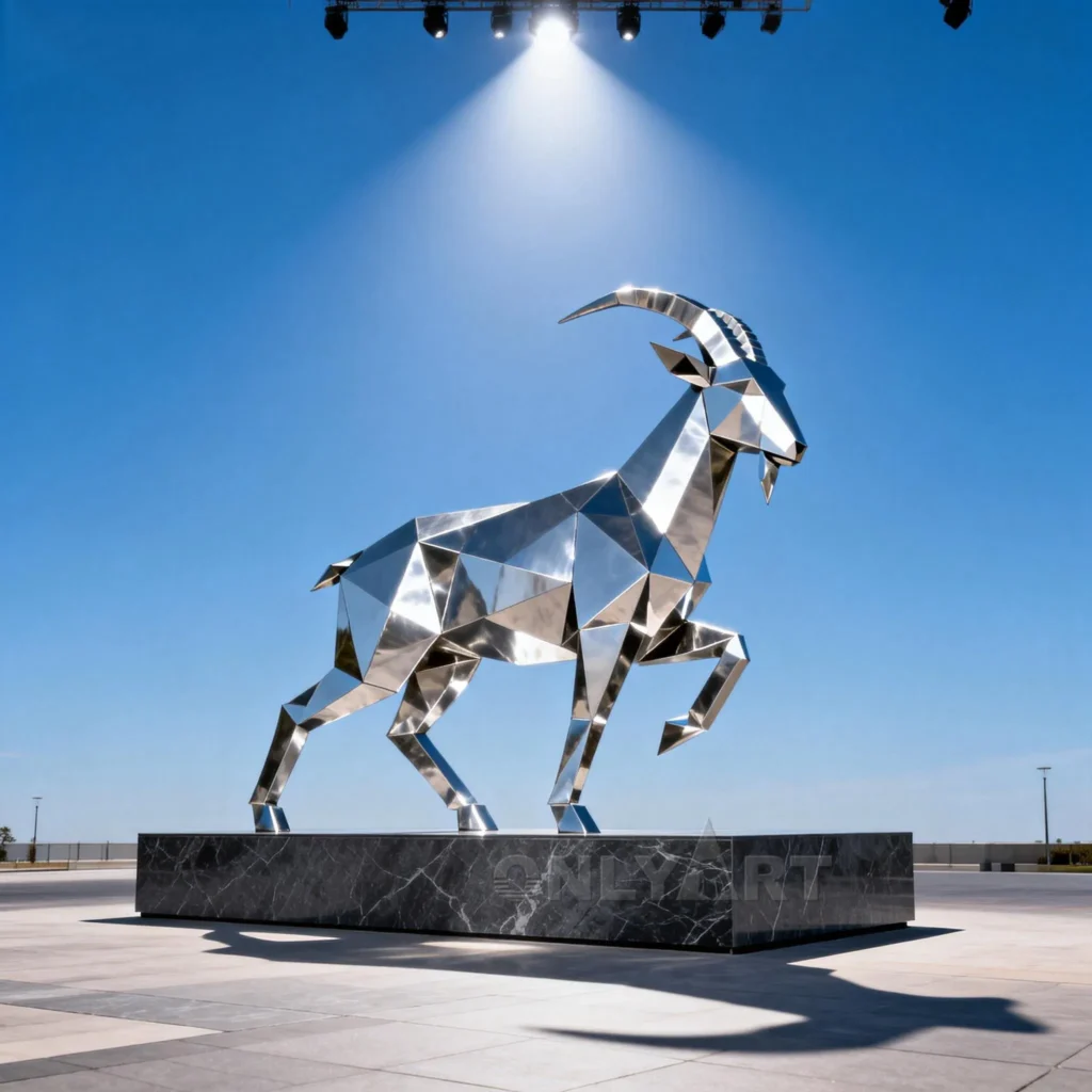 Outdoor Mountain Goat Statue For Sale