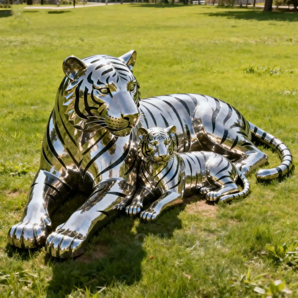 Outdoor Tiger Family Sculpture