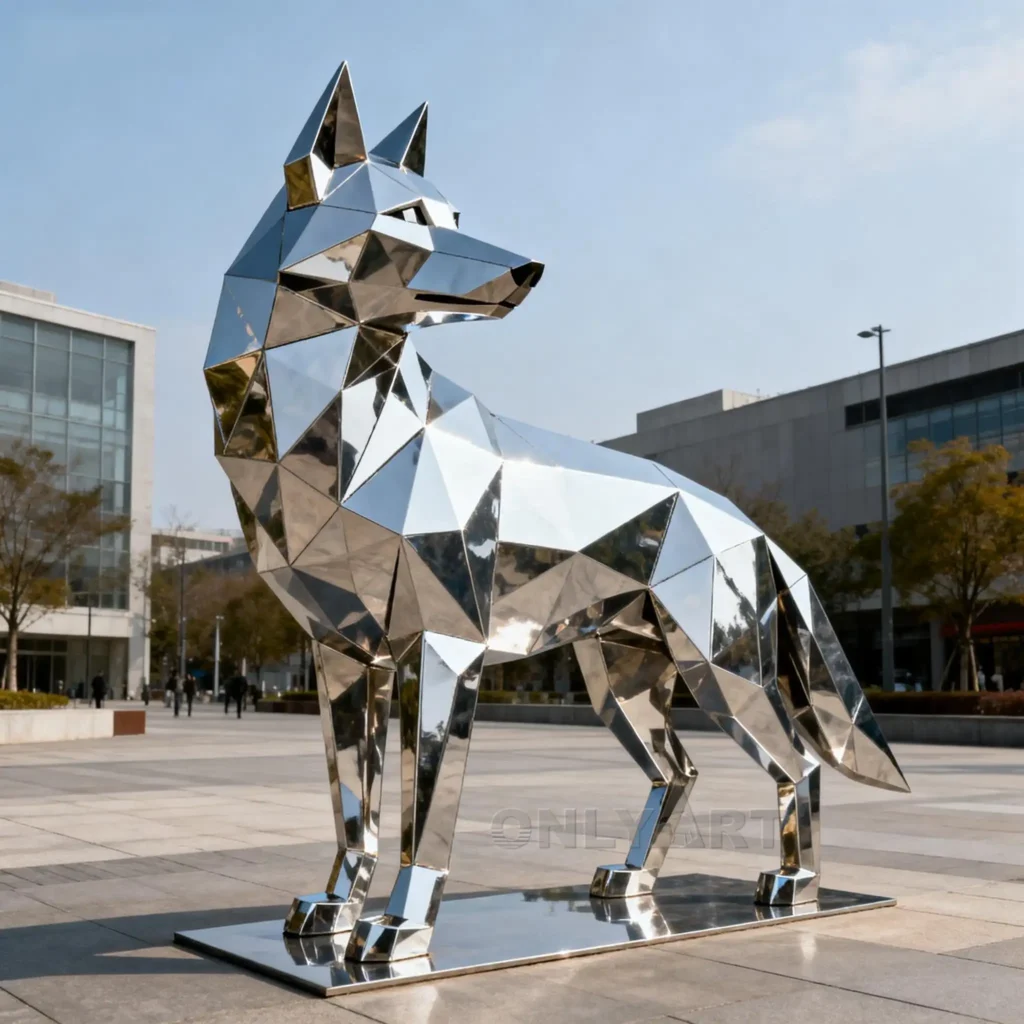 Pack Geometric Wolf Sculpture For Sale
