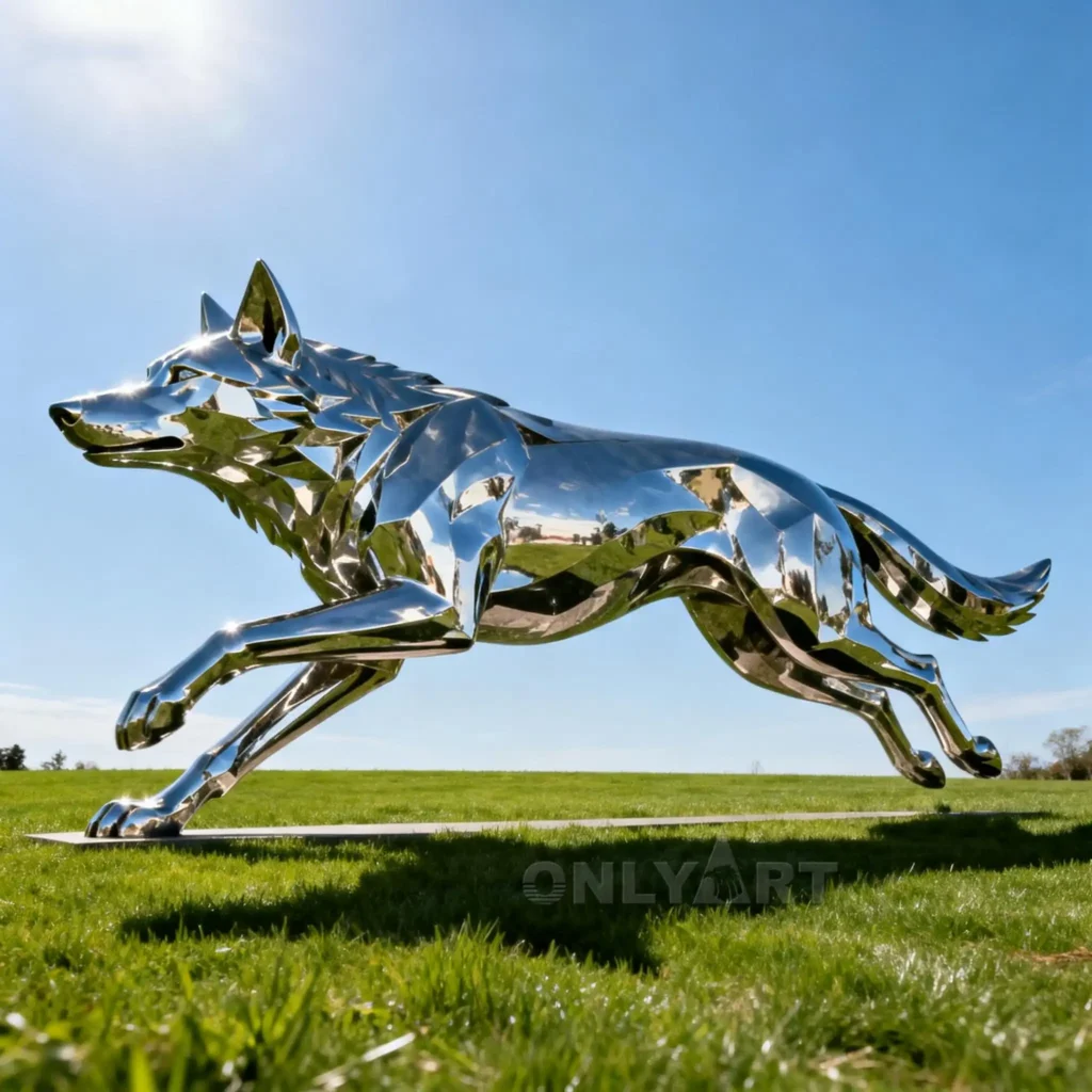 Running Wolf Statue For Garden