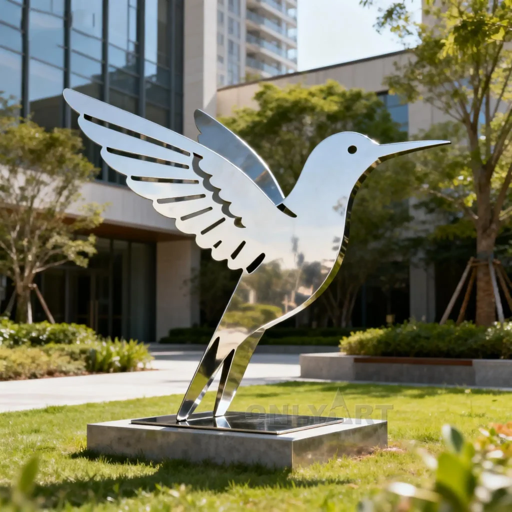 Silhouette Hummingbird Garden Sculpture