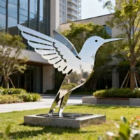 Silhouette Hummingbird Garden Sculpture