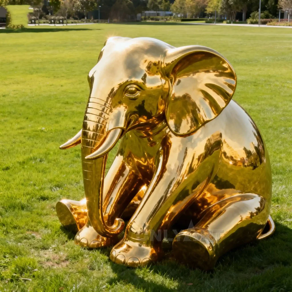 Sitting Golden Elephant Statue