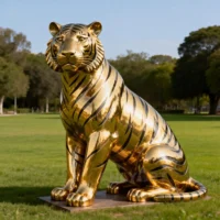 Sitting Large Gold Tiger Statue