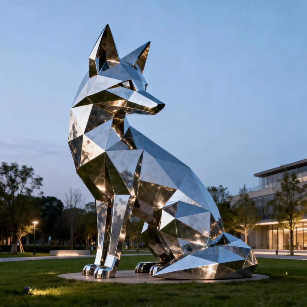 Stainless Steel Fox Garden Statuary