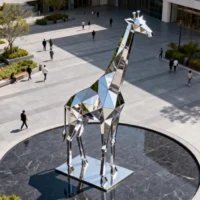 Stainless Steel Geometric Metal Giraffe Statue