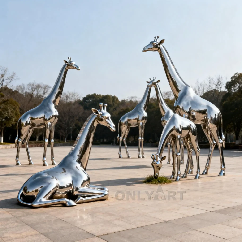 Stainless Steel Giraffe Statue For Sale