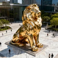 Stainless Steel Large Lion Gold Statue