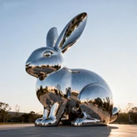 Stainless Steel Large Outdoor Bunny Statues