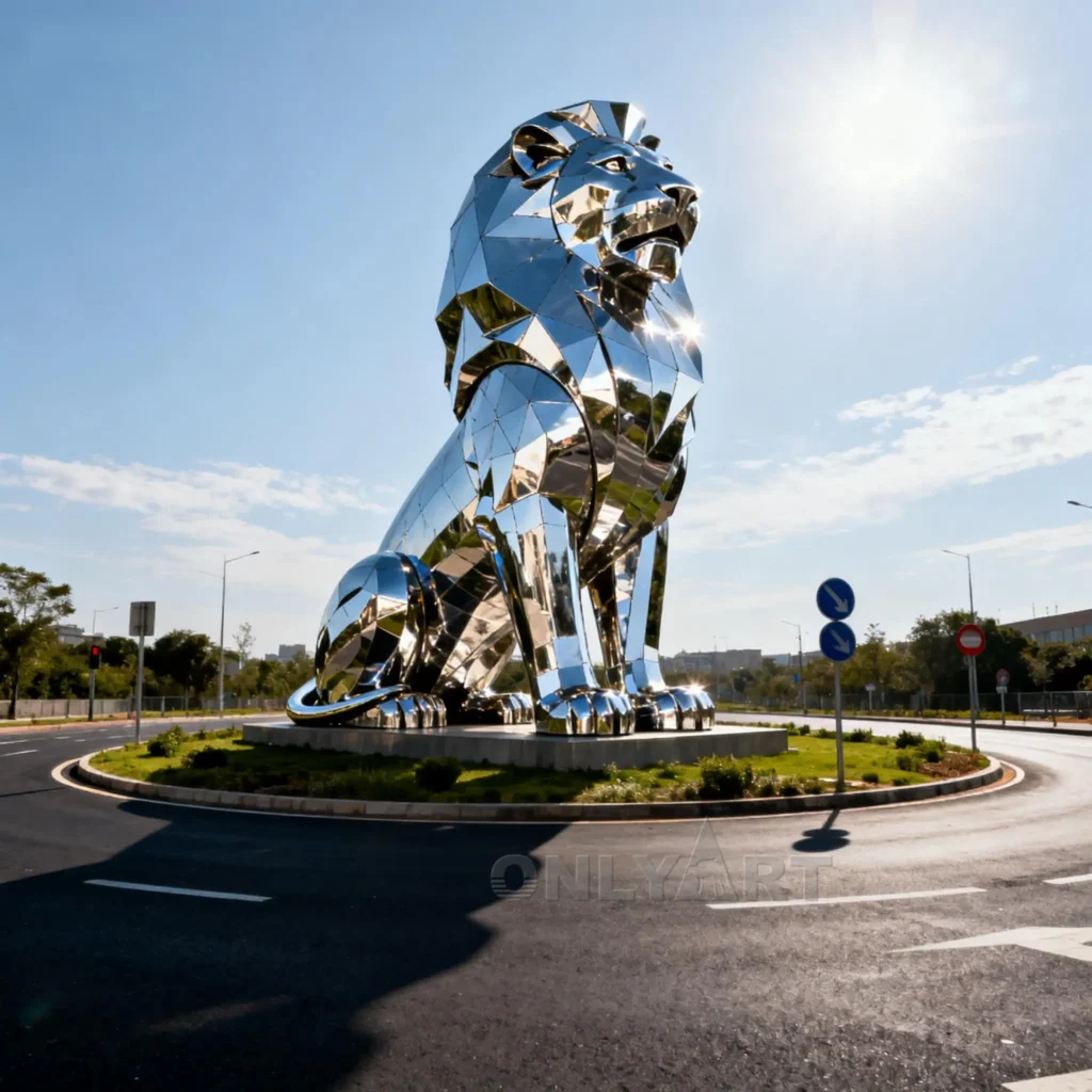 Stainless Steel Lion Garden Statues For Sale