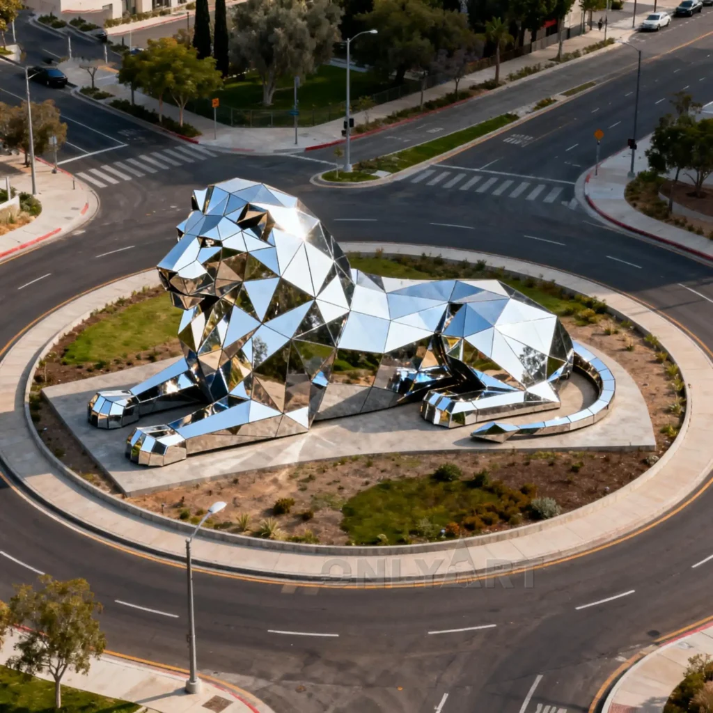 Stainless Steel Lying Down Lion Statue