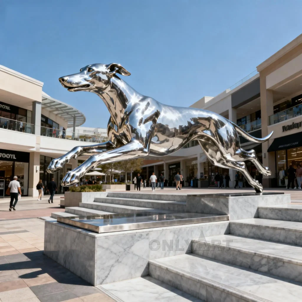 Stainless Steel Metal Dog Sculpture