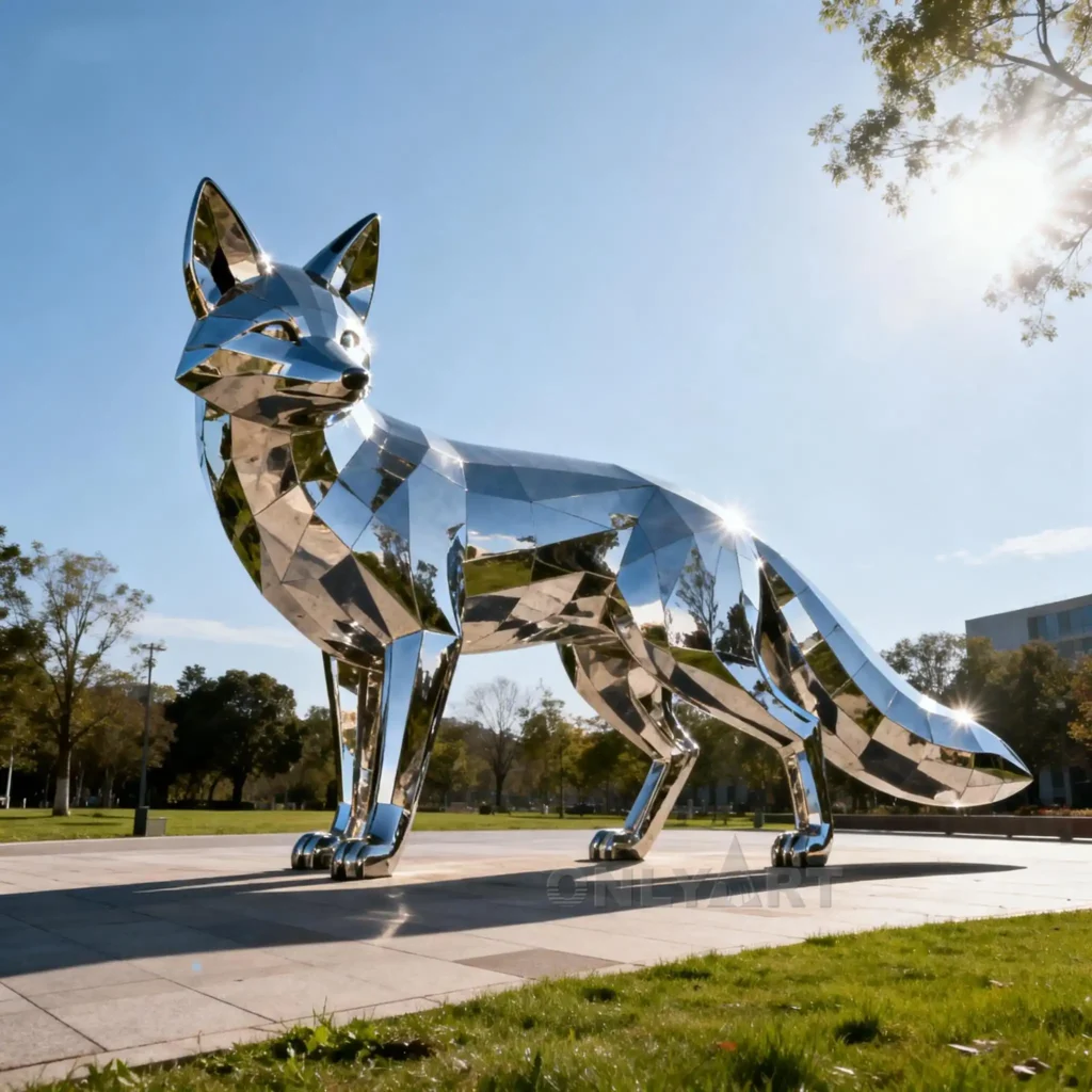 Stainless Steel Metal Fox Statue