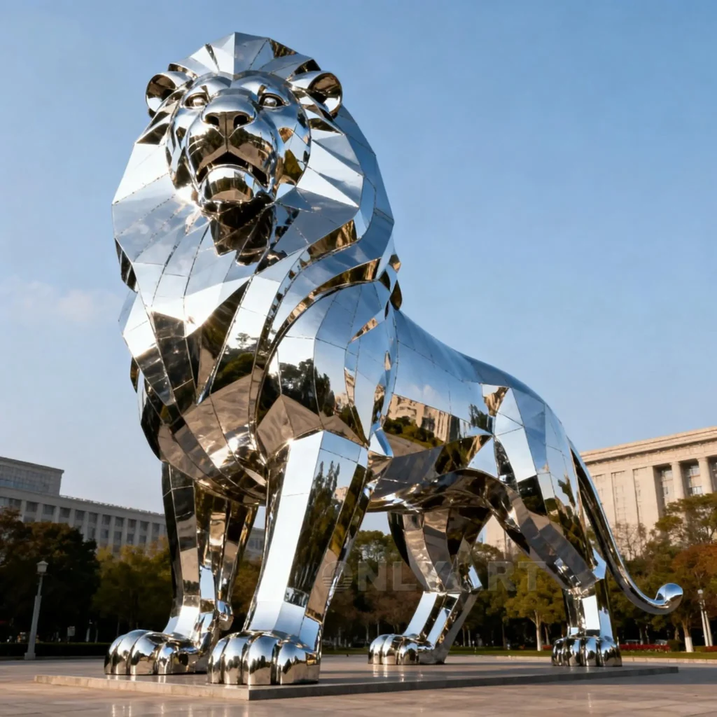 Stainless Steel Metal Lion Sculpture