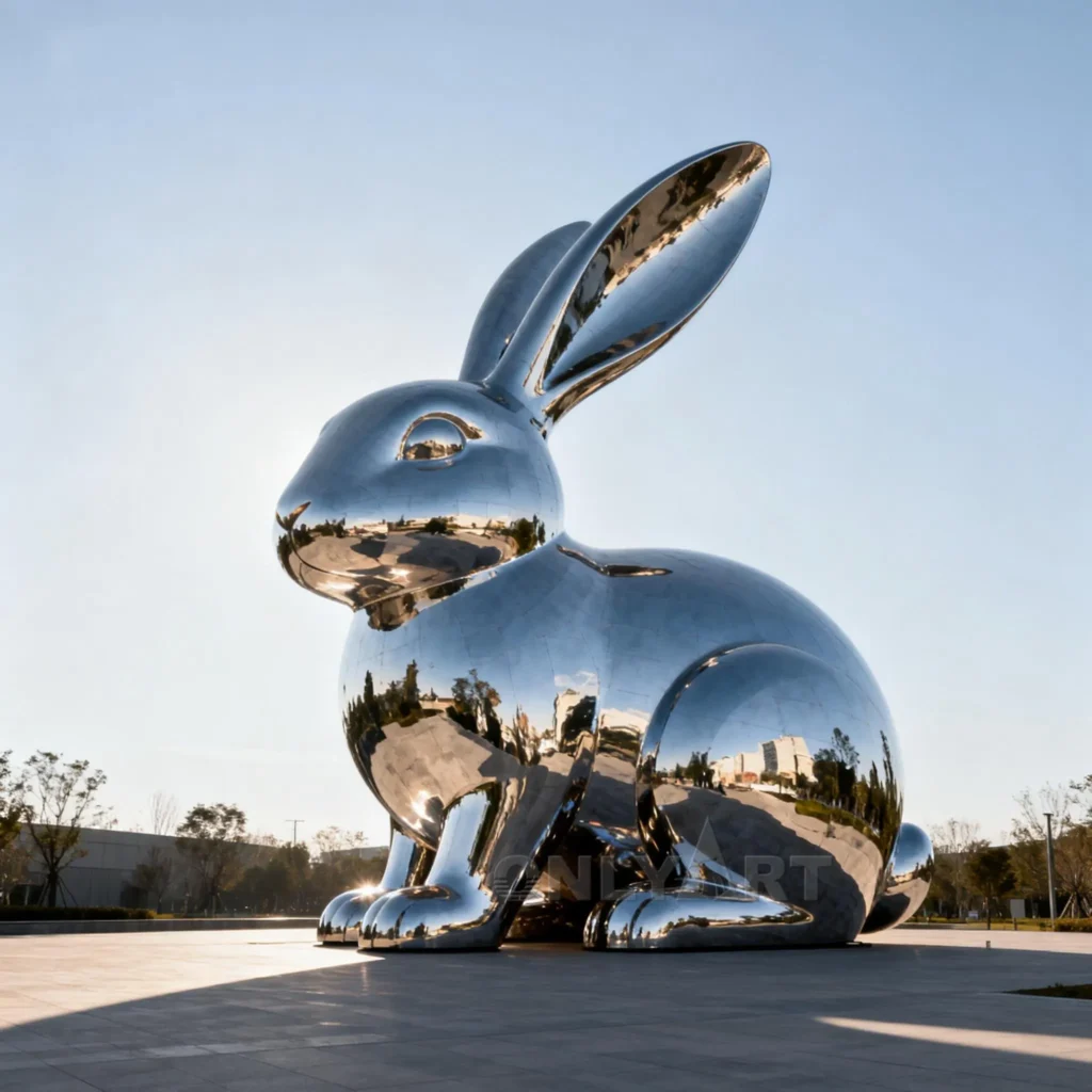 Stainless Steel Metal Rabbit Statues For Sale