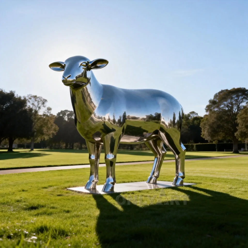 Stainless Steel Metal Sheep Sculpture