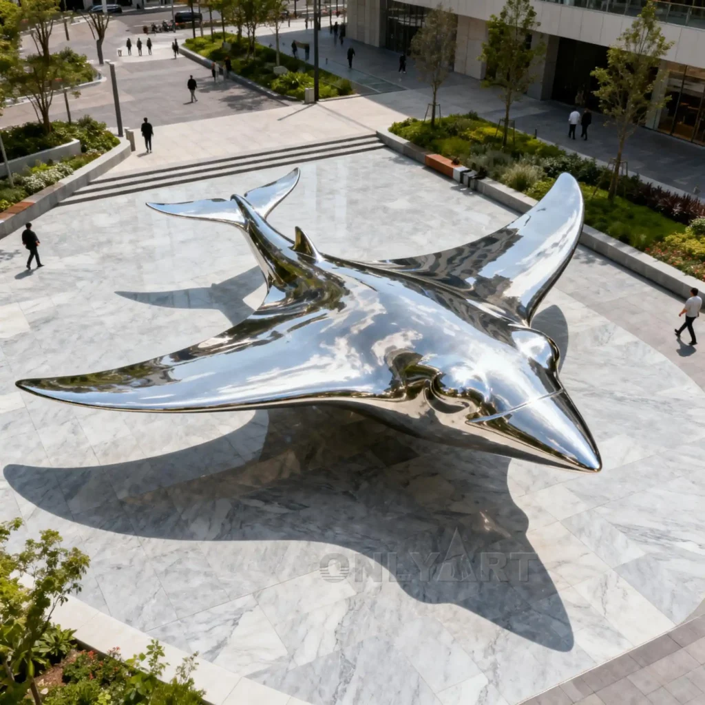 Stainless Steel Metal Stingray Sculpture