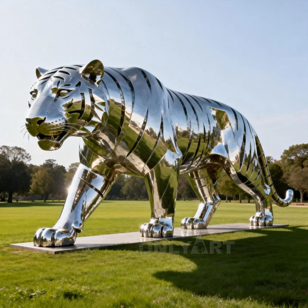 Stainless Steel Metal Tiger Outdoor Statue