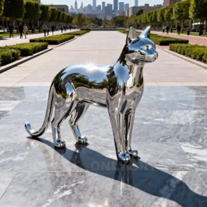 Stainless Steel Tall Cat Statue