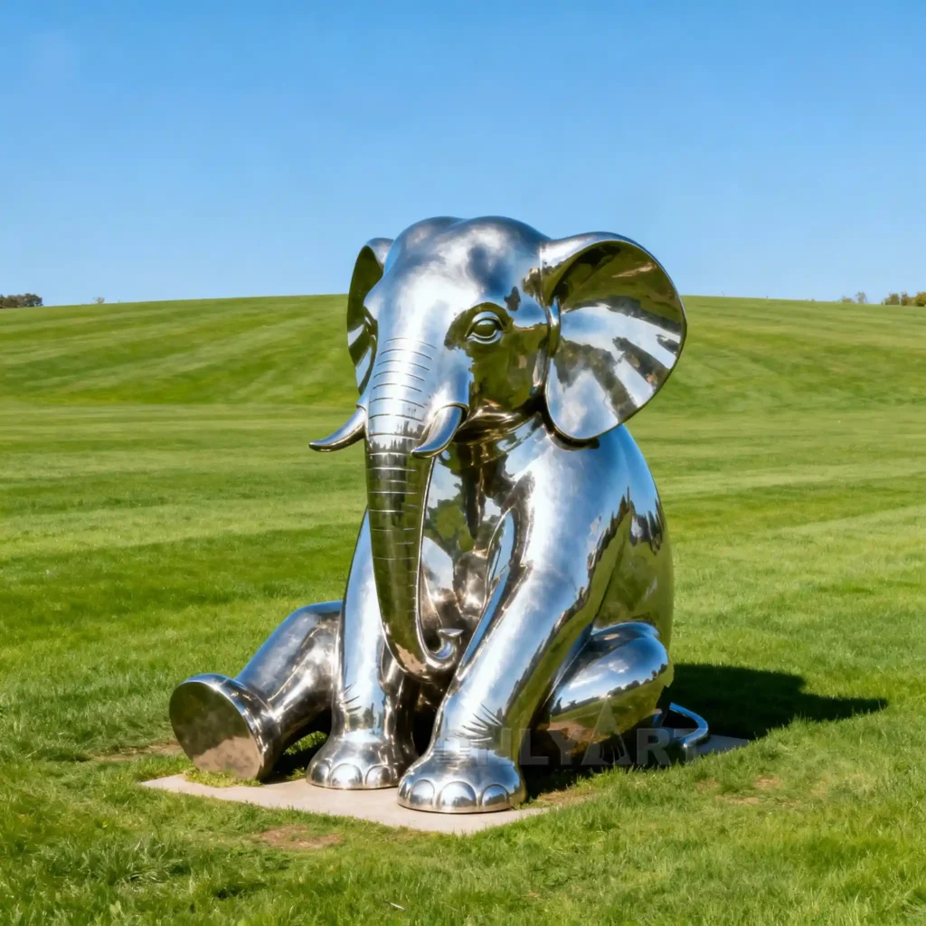 Tall Elephant Metal Sculpture