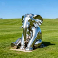 Tall Elephant Metal Sculpture