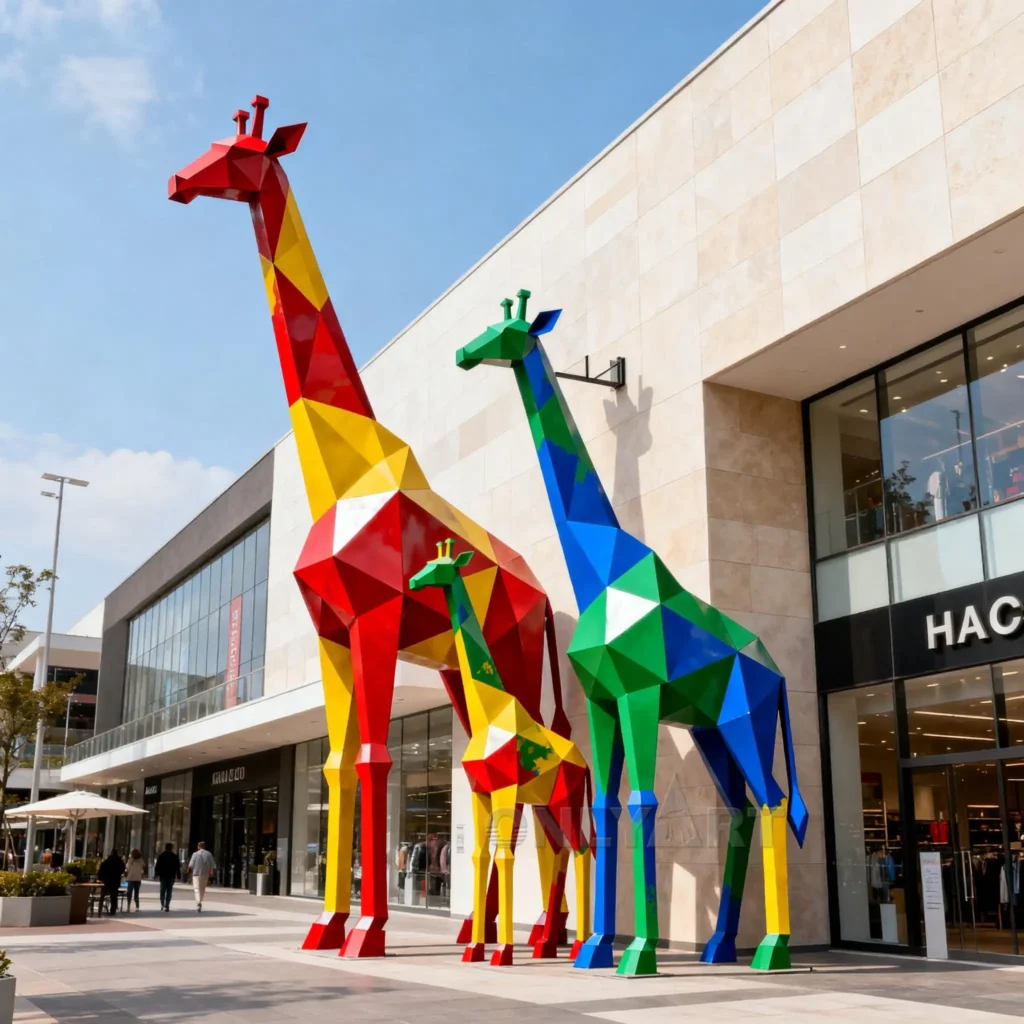 Tall Metal Giraffe Sculpture