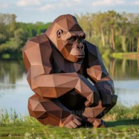 Corten Steel Geometric Gorilla Statue