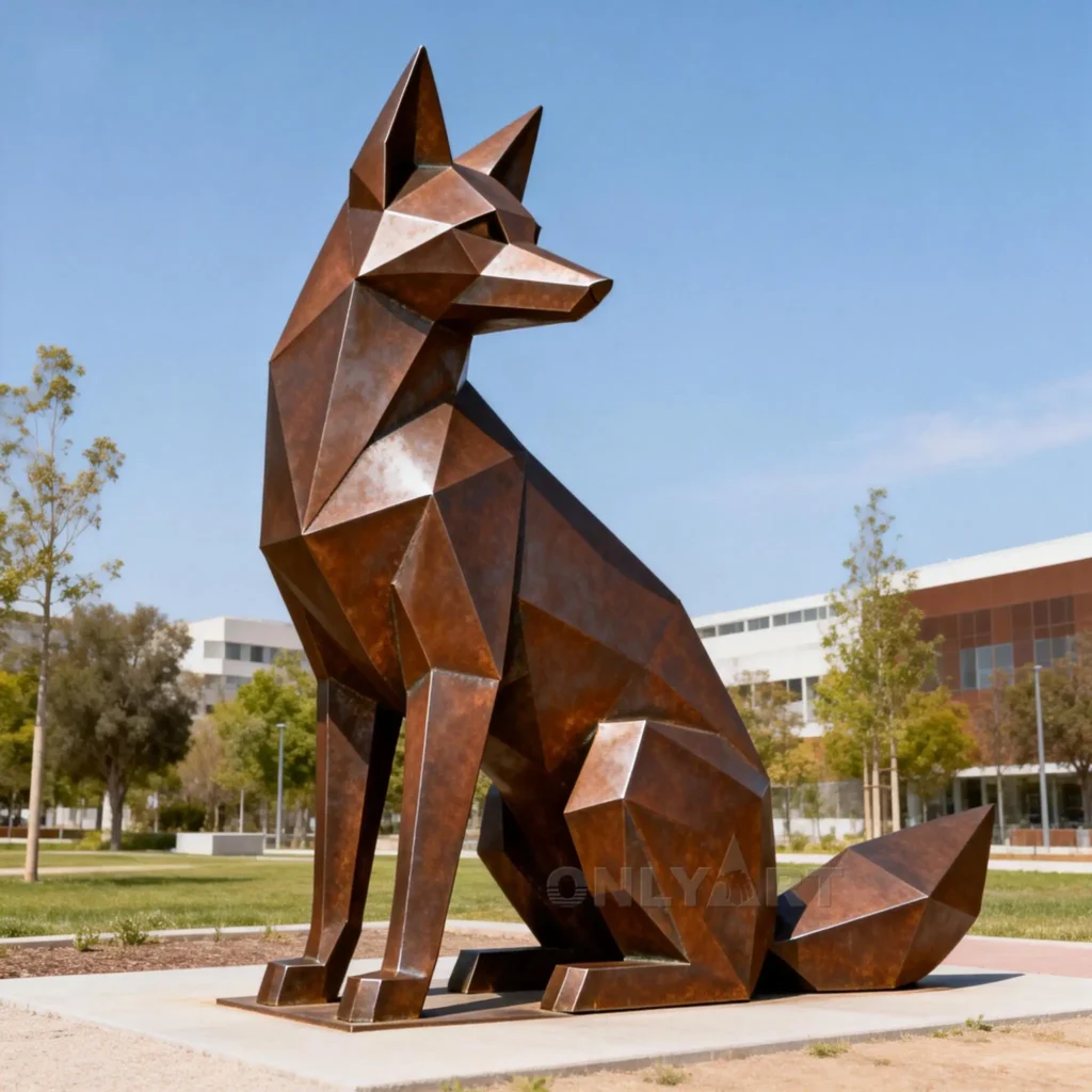 Corten Steel Metal Fox Statue For Garden